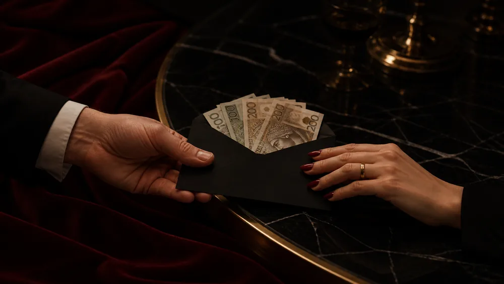 A moody, low-lit scene evoking the psychological weight of a financial power exchange