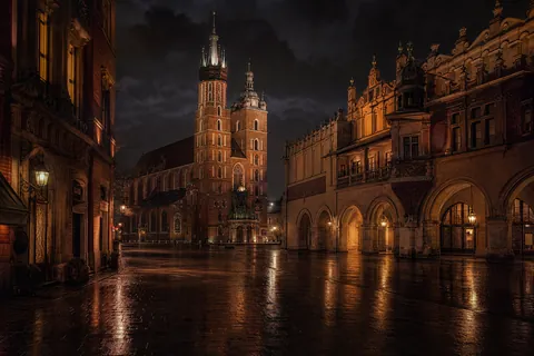 Kraków Old Town at night